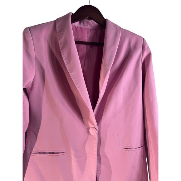 Womens Spring One Button Pink Small Jacket Chic Office Suit Office Blazers Lined - Picture 2 of 8